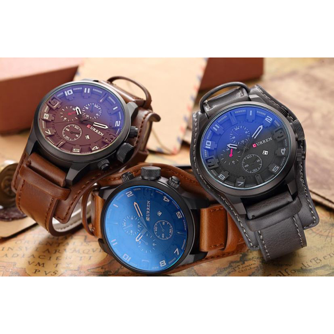 Curren Jam Tangan Kulit Analog Pria - MK5 - Brown 