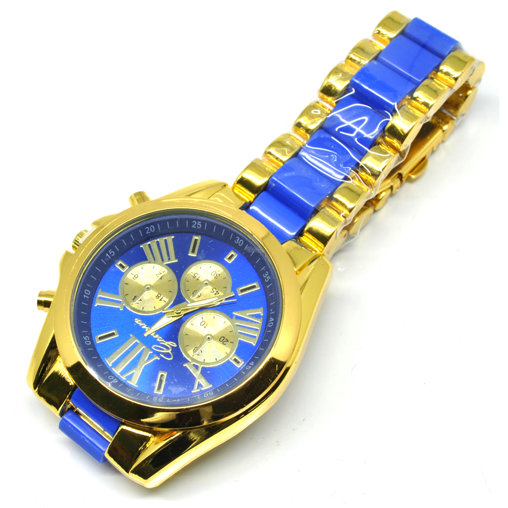 Geneva Jam Tangan Analog - PL-201 - Golden/Blue - JakartaNotebook.com