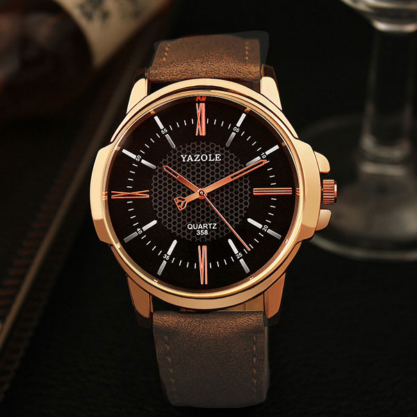 Yazole Jam Tangan Analog - 358 - Black/Brown