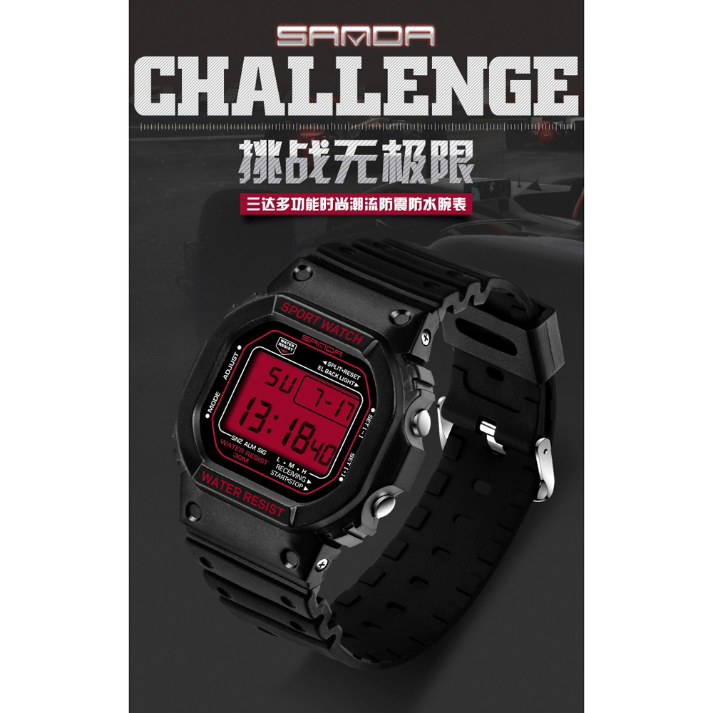 SANDA Jam Tangan Sporty Pria - SD-329 - Black 