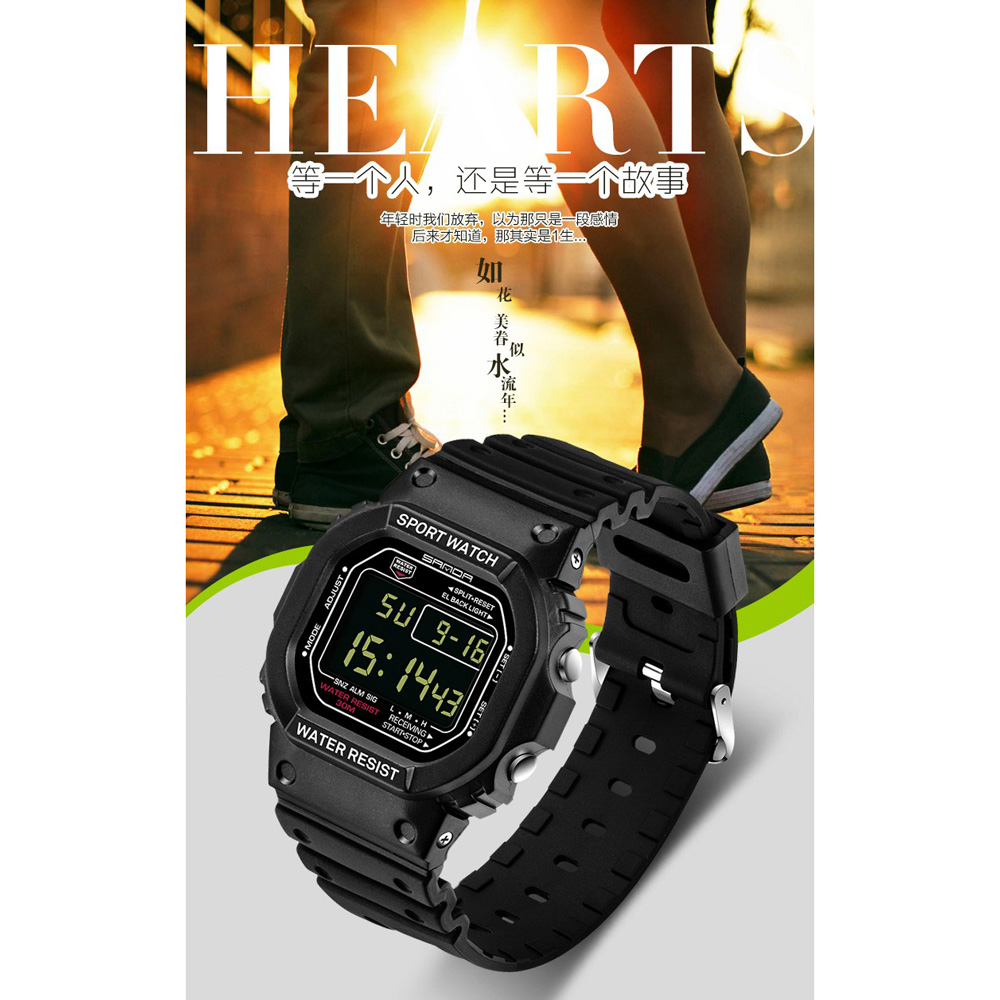 SANDA Jam Tangan Sporty Pria - SD-329 - Black 