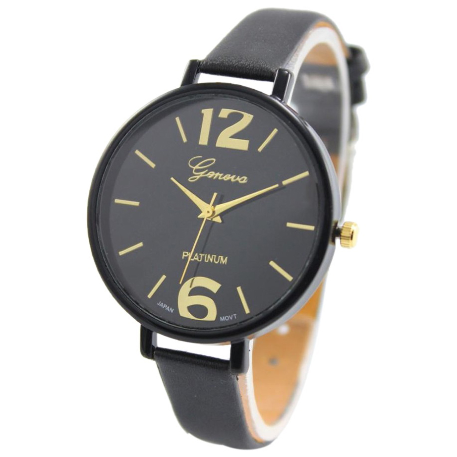 Jam Tangan Elegan Strap Kulit Wanita - Black