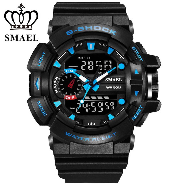 SMAEL Jam Tangan Digital Luminous - 1436 - Black/Blue 