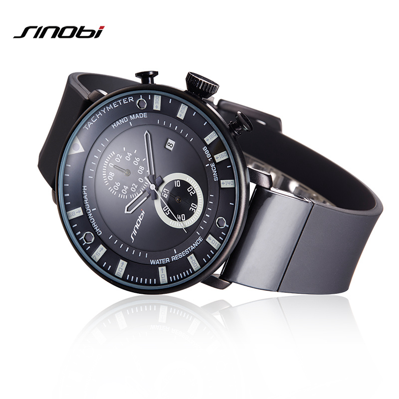 SINOBI Jam Tangan Analog Pria - 9689 - Black/Black 