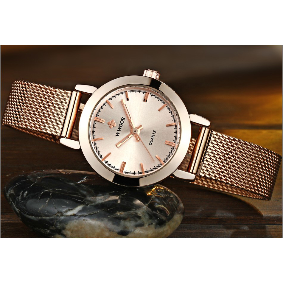 WWOOR Jam Tangan Luxury Wanita - 8823 - Rose Gold  