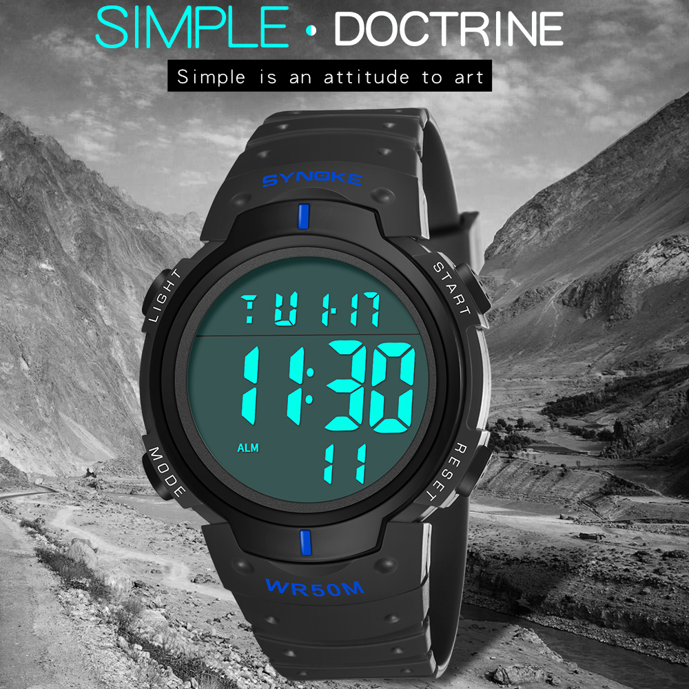 SYNOKE Jam  Tangan  Digital  Sporty Pria 9668 Black White 