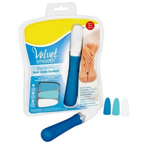 Velvet Smooth Electronic Nail Pedicure / Pengasah Kuku - Blue/White - 1