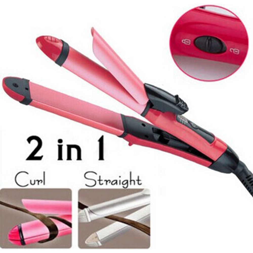 Omelet 2  in 1  Ceramic Curlers and Straight Hair Styler 