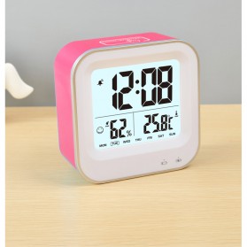 Digital Multifunction Thermometer and Hygrometer with Clock Alarm - JP9909 - Pink - 1