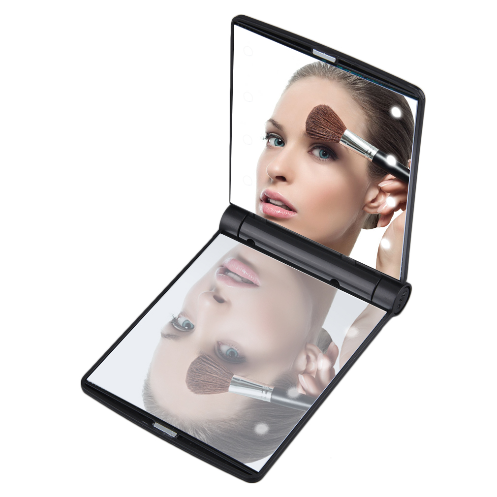 Cermin Lipat Makeup Pocket Size Foldable Mirror with LED 