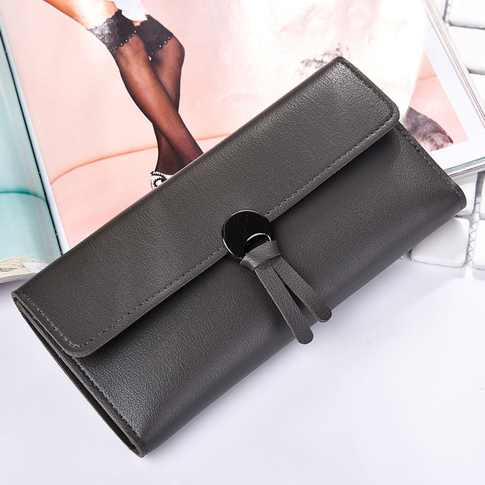  Dompet  Wanita  Model Panjang  Bahan Kulit 109F Black 