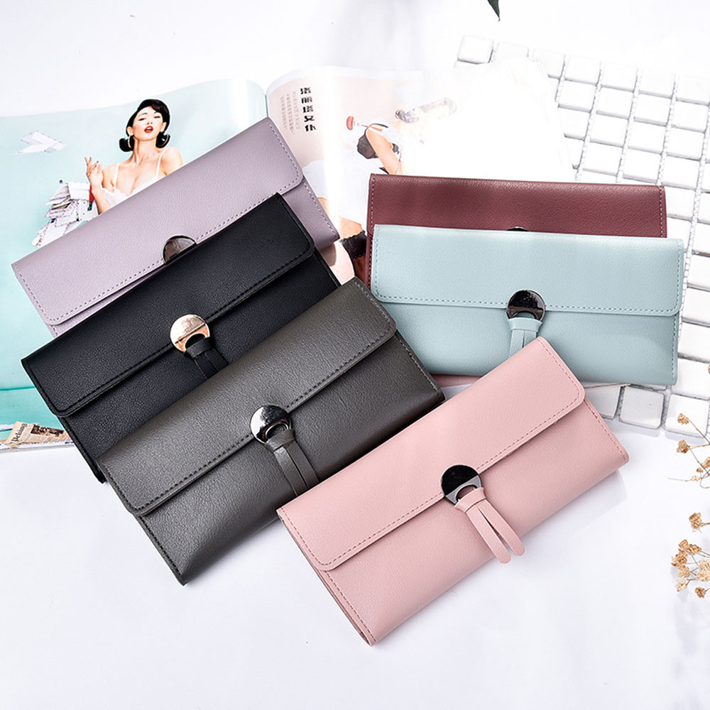  Dompet  Wanita  Model Panjang  Bahan Kulit  109F Black 