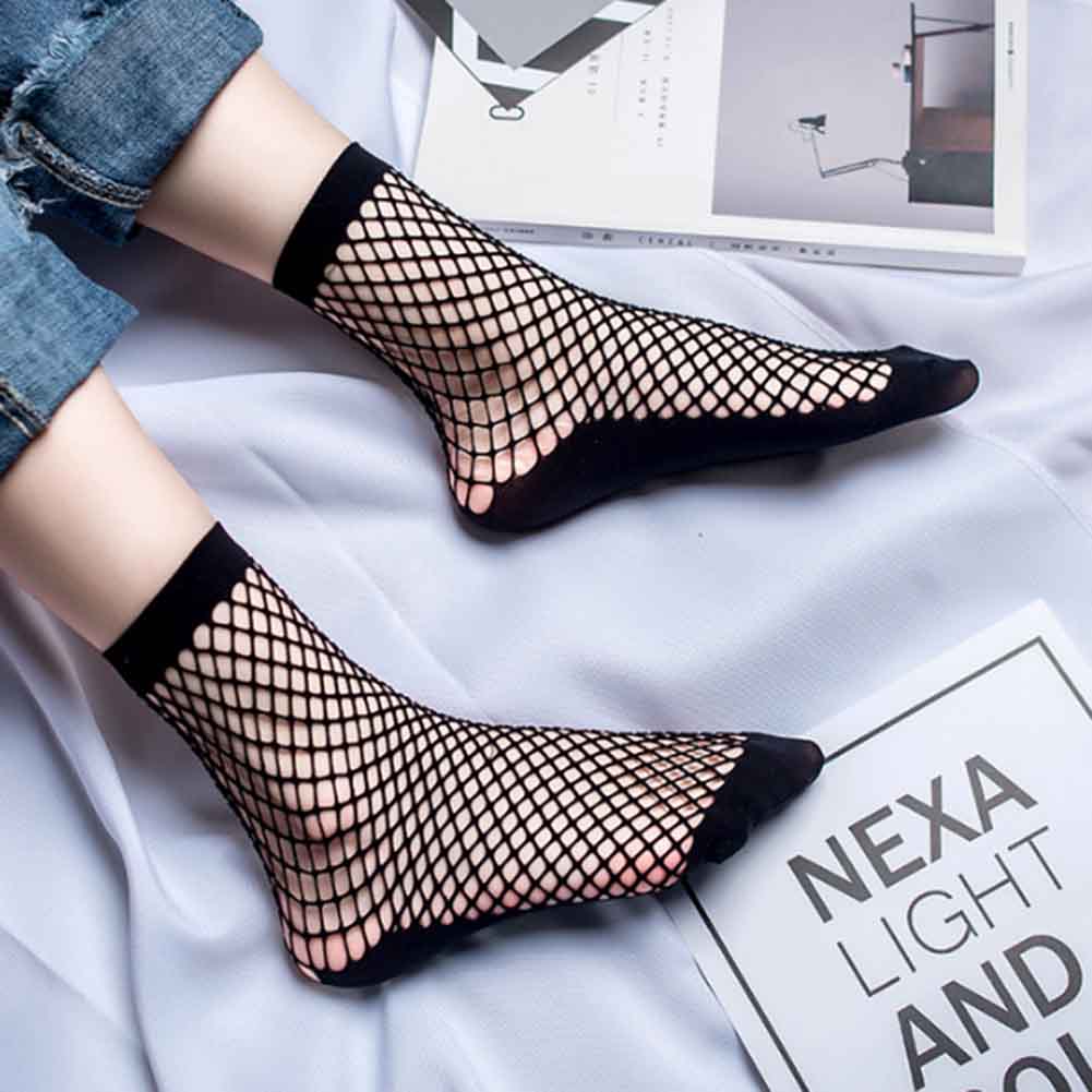  Kaos Kaki Mesh Wanita 1 Pasang dengan Dasar Black 