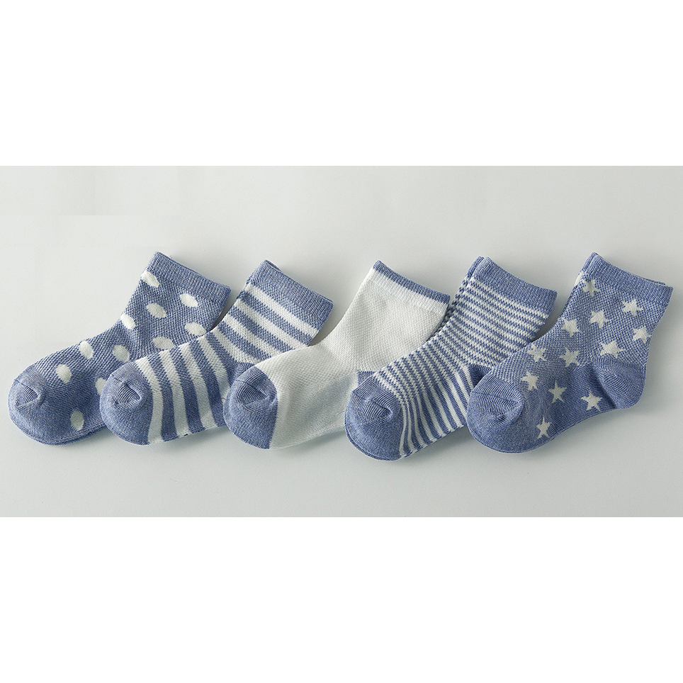 Kaos Kaki Anak Summer Toddler Socks Size M - 5 Pair - Blue 