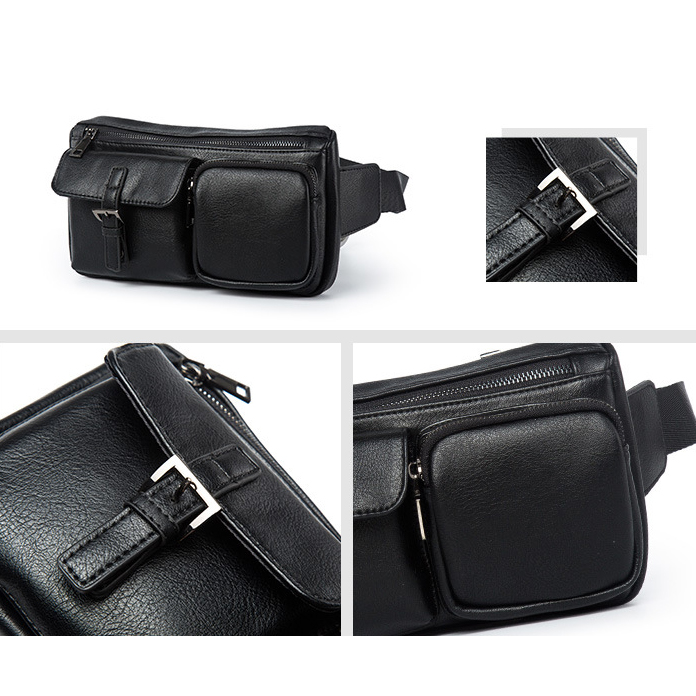  Tas  Pinggang  Pria  Travel Bahan Kulit  Waist Bag 6935 