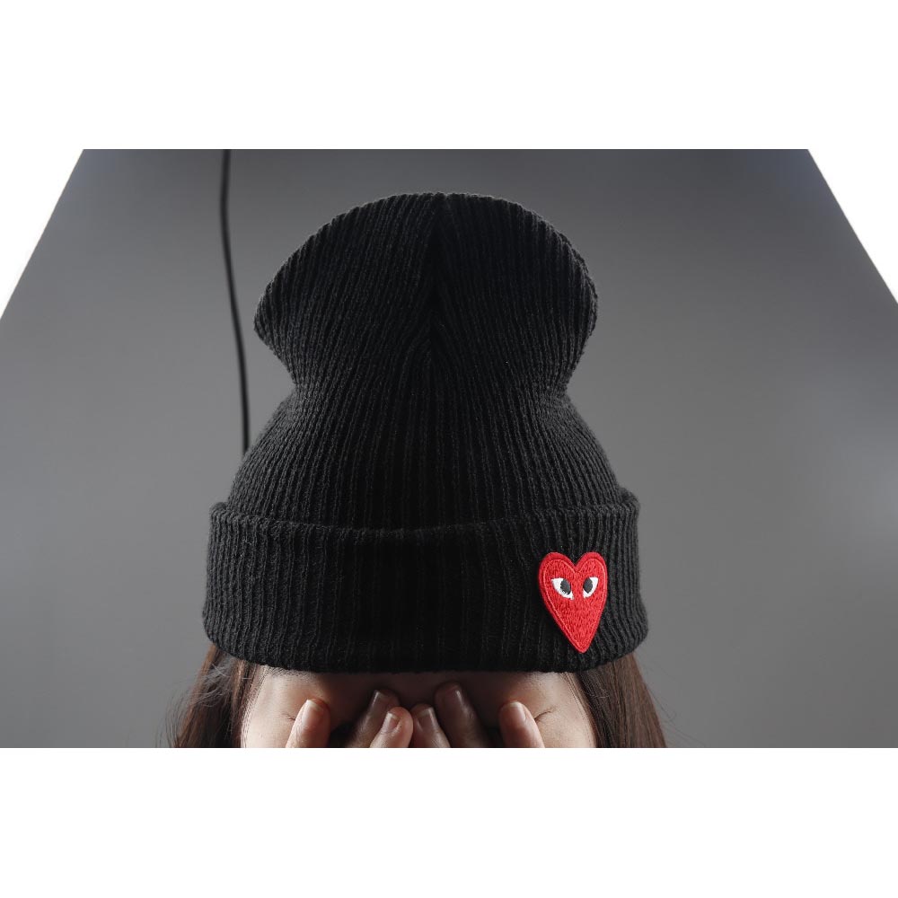  Topi  Kupluk Wol Beanie  Hat Heart Eyes ZG187181 Black 