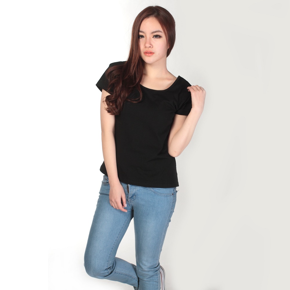  Kaos  Polos Katun Wanita  U Neck Size S 81301 T Shirt 