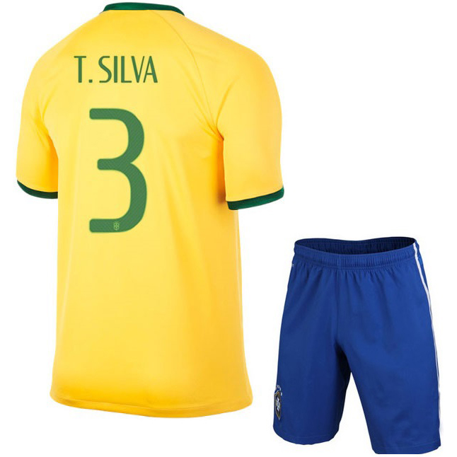 Jersey Sepakbola CBF Brazil No 3 T.Silva Size XL - Yellow ...