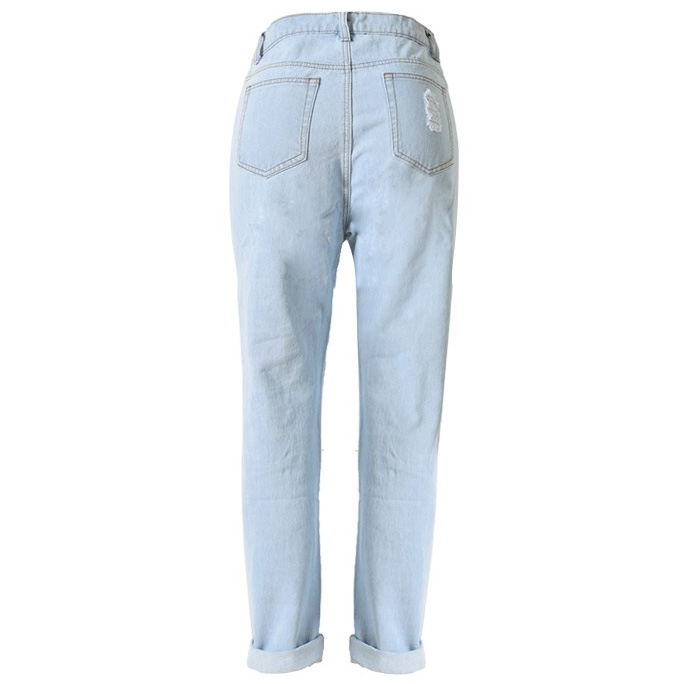  Celana  Jeans  Wanita  Holes Denim  Trousers Size S Blue 