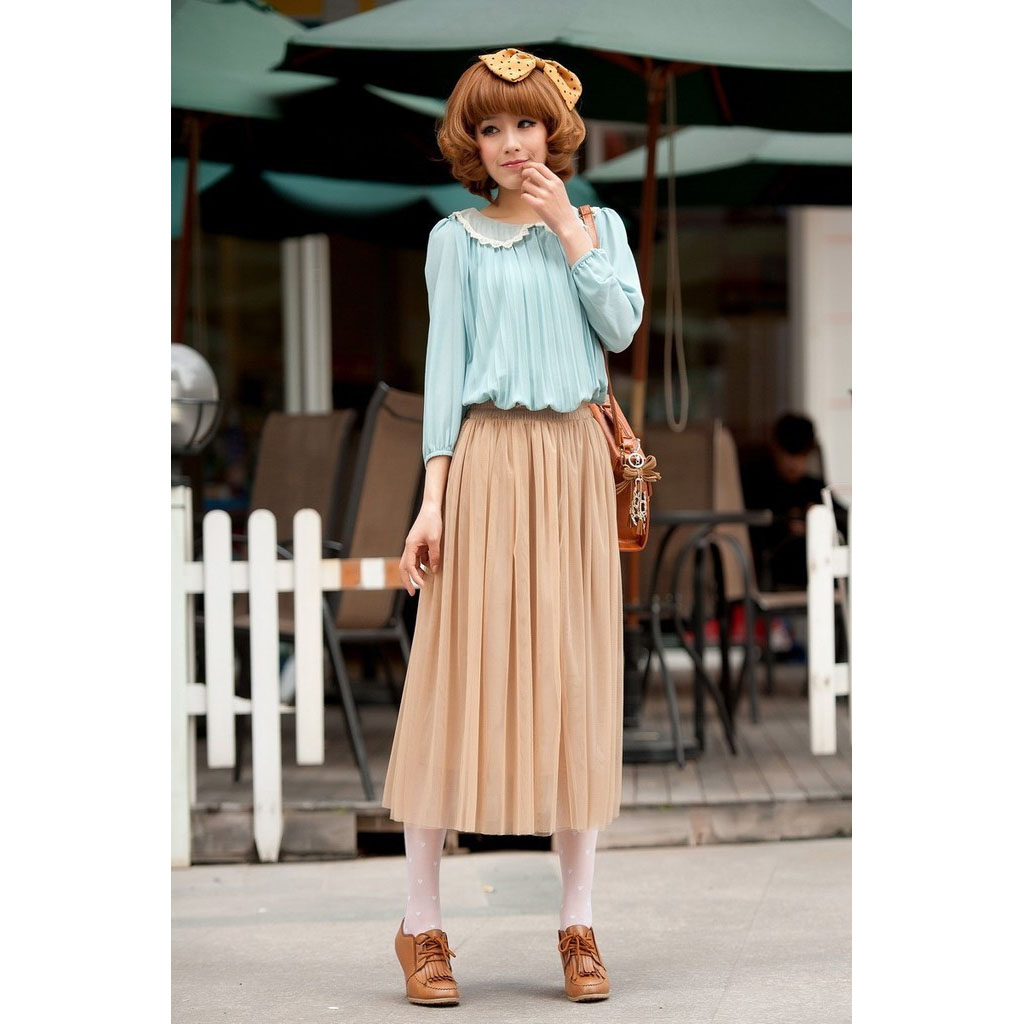  Rok  Chiffon Tutu  Wanita All Size Cream  JakartaNotebook com