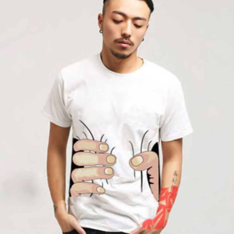 Kaos Pria Funny Hand O Neck Size M - Black