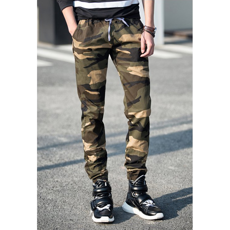  Celana  Jogger Pria Motif Tentara Size M Deep Green 