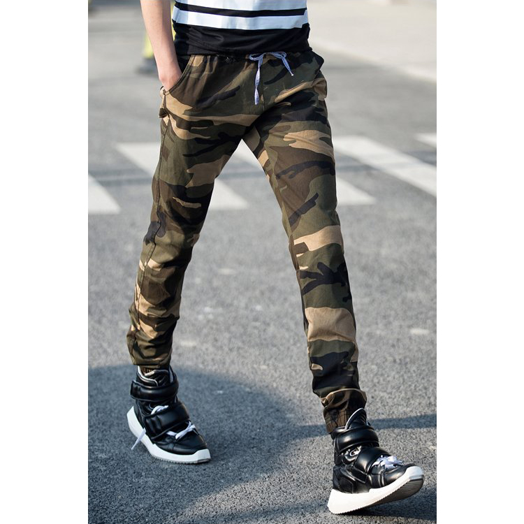  Celana  Jogger Pria Motif Tentara  Size M Deep Green 