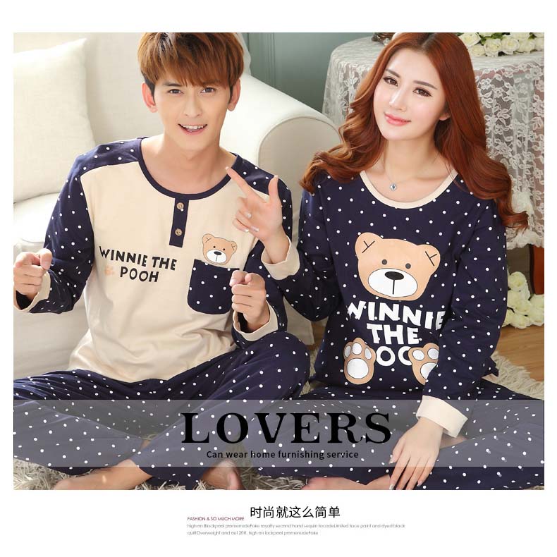  Piyama Couple  Pria Model Beruang Polkadot Size XXL 