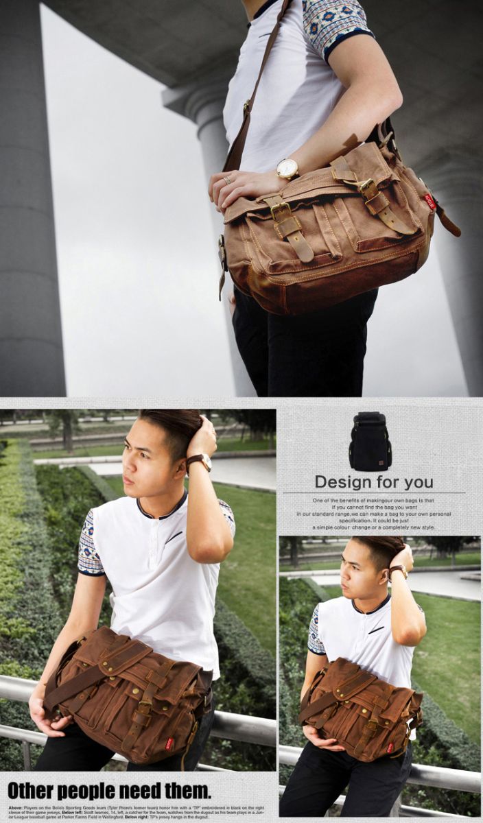 Augur Tas Selempang  Canvas Military Messenger Bag Coffee 