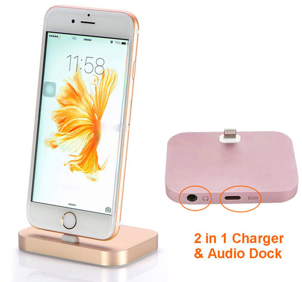 Charging Dock with 3.5mm Audio for iPhone 7 - Black 