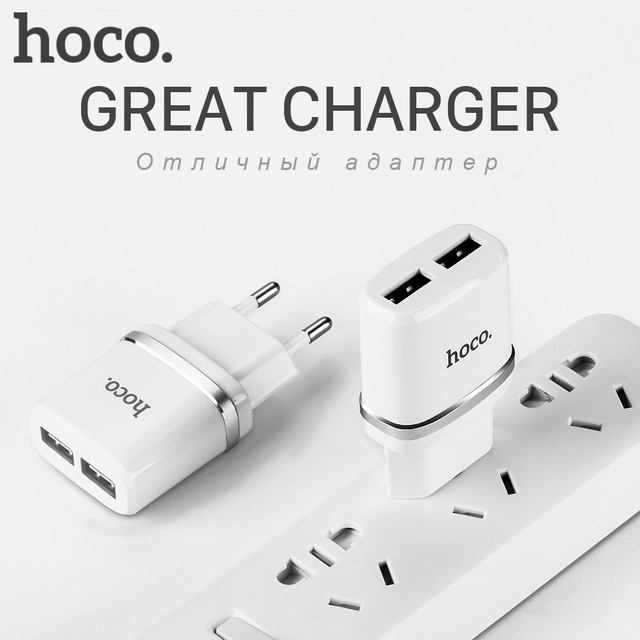 HOCO Charger USB 2 Port 2.4A EU Plug - C12 - White 