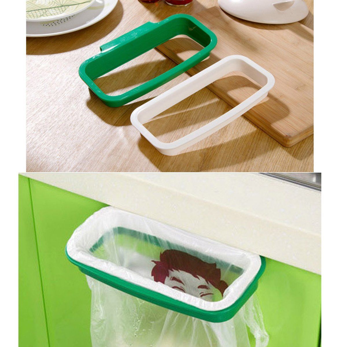  Rak  Hanger Kantong Plastik  Tempat Sampah  White Green 