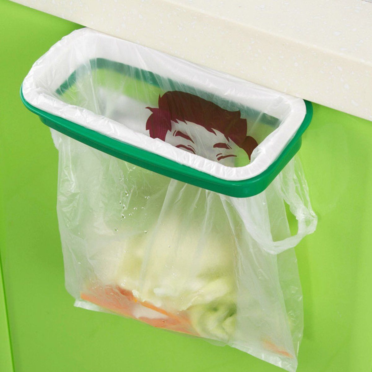  Rak  Hanger Kantong Plastik  Tempat Sampah White Green 