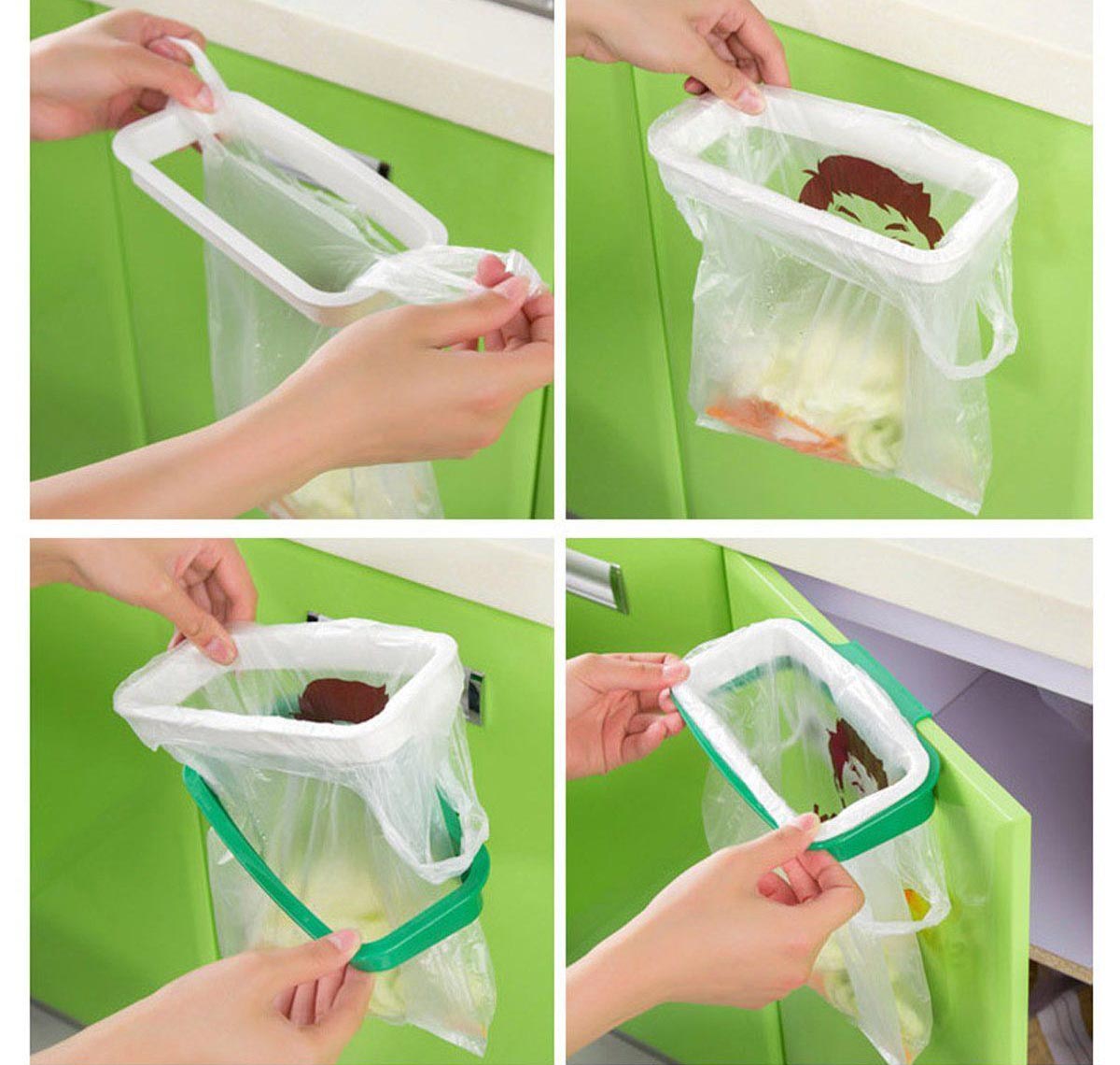  Rak  Hanger Kantong Plastik  Tempat Sampah  White Green 