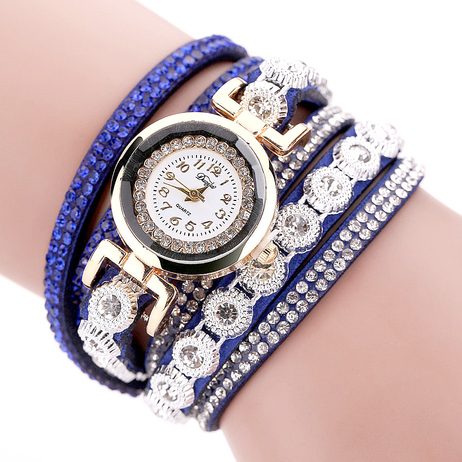 Jam Tangan Wanita Model Gelang Rhinestone - DY038 - White 