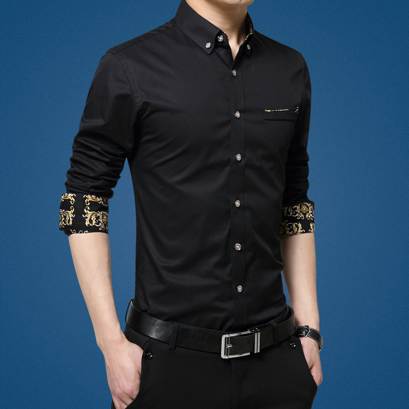 Kemeja Lengan  Panjang  Pria  Slim  Fit  Size XL Black 