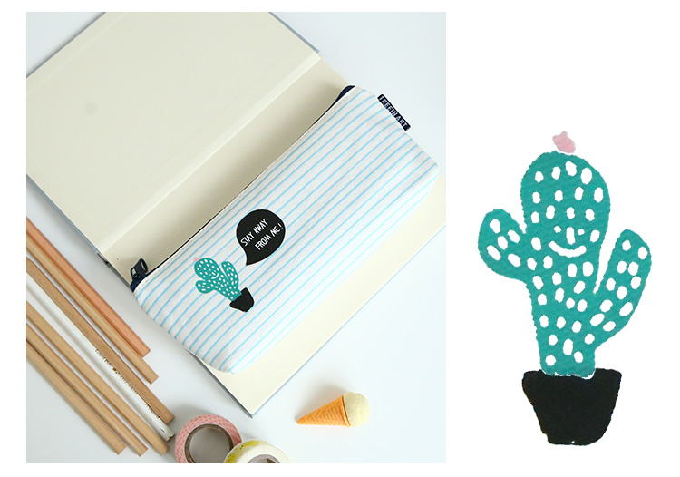 Kotak Pensil Cute Kawaii Cactus - White/Green 