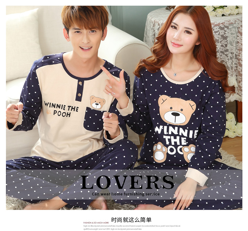 Piyama Couple Pria Model Beruang Polkadot Size Xxl Blue