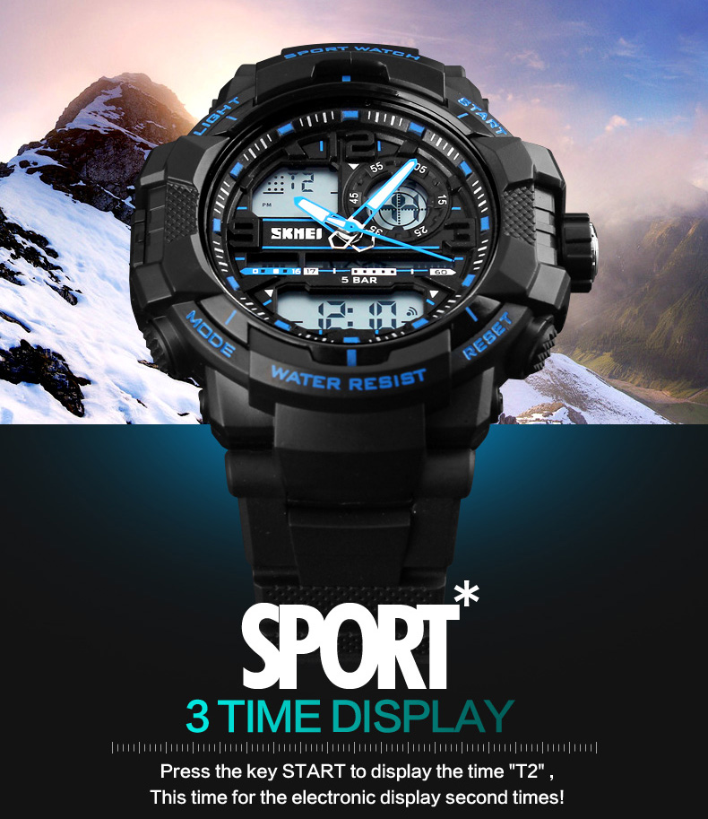 SKMEI Jam Tangan Analog Digital - AD1164 - Black/Blue 