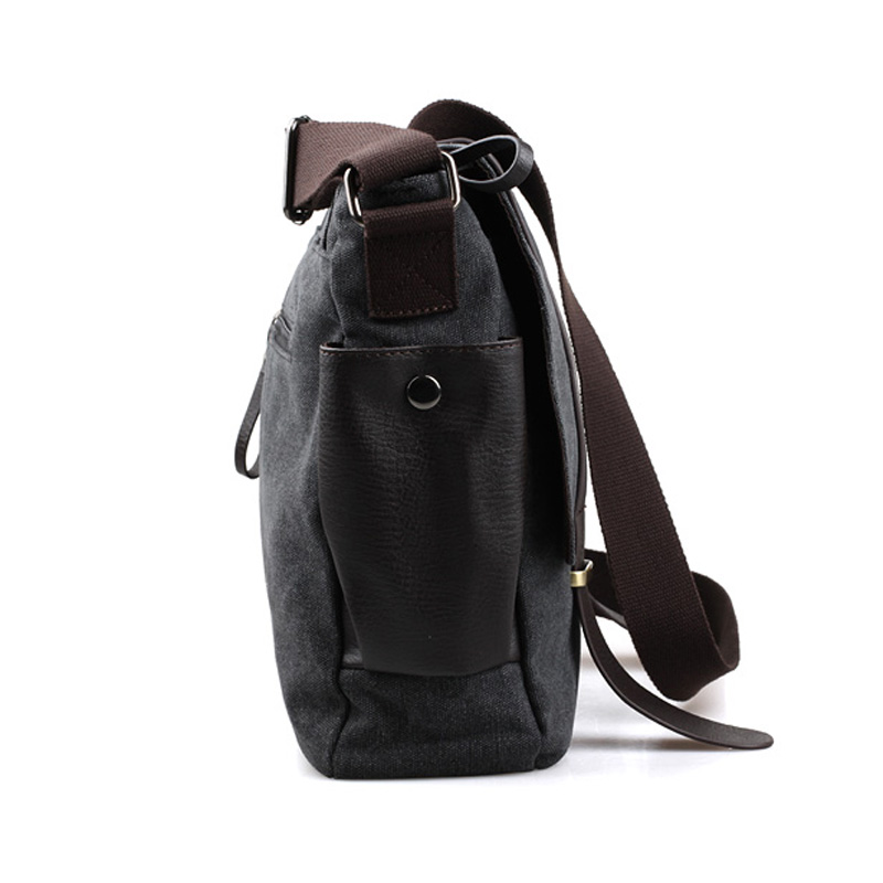  Tas  Selempang  Pria  Korean Canvas Messenger Bag Black 