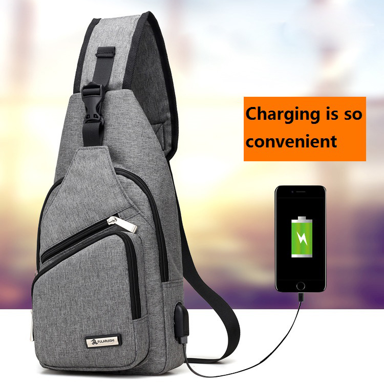  Tas  Selempang dengan USB Charger Port Gray 