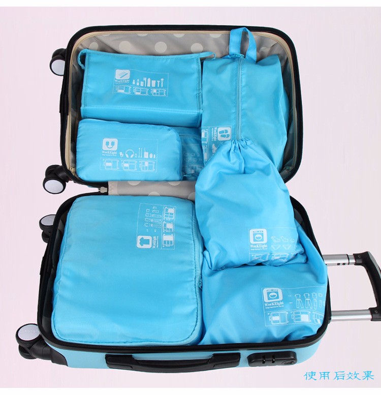 Tas Travel Bag in Bag Organizer Pakaian  7 in 1 Blue 