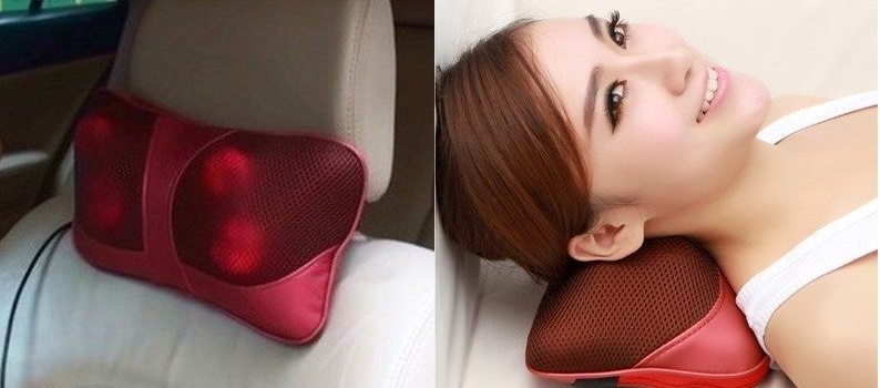 Bantal Pijat Shiatsu Car Heat Neck Massage Pillow - Red 