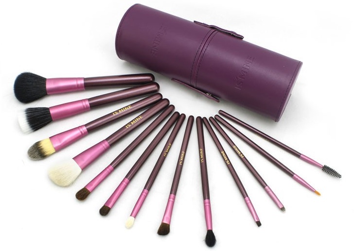 Kuas Make Up 12 Set Dengan Case Mag5171 Purple