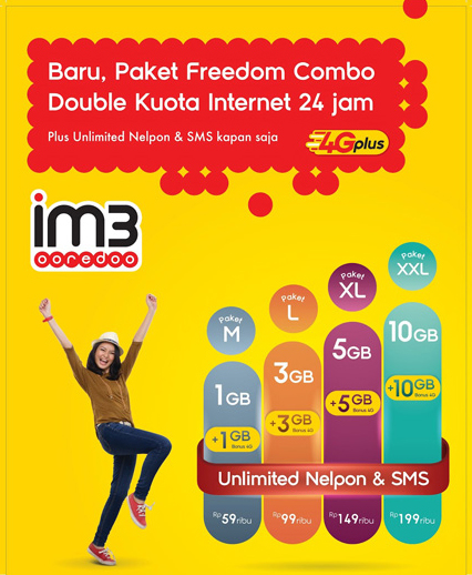 Indosat IM3 Ooredoo Freedom Combo L 6GB (3G & 4G) 3 Bulan (SUDAH AKTIF) - JakartaNotebook.com