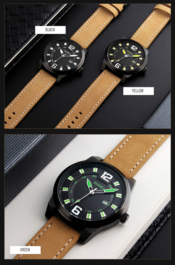 SKMEI Jam Tangan Kulit Pria - 1221 - Black