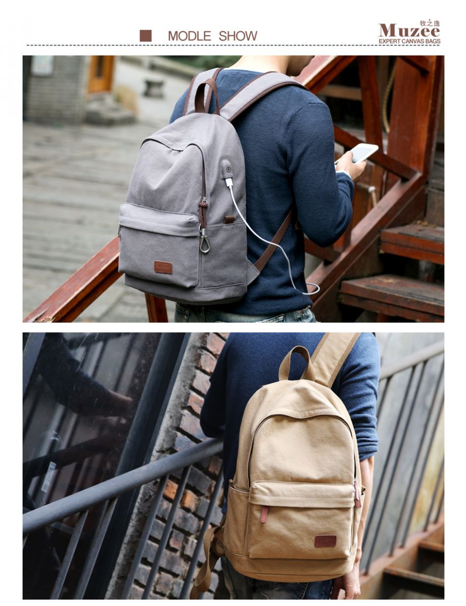 MUZEE Tas Ransel Backpack Casual dengan USB Port - ME-0710 