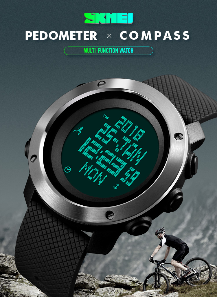 SKMEI Jam Tangan Digital Pria Pedometer Compass - 1431